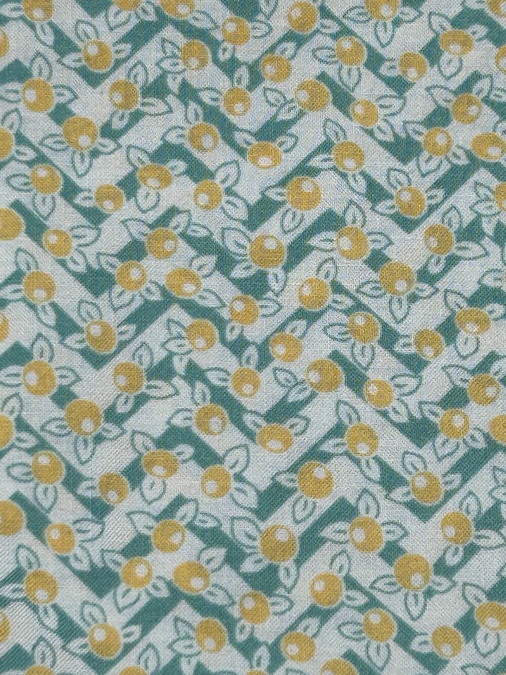 Lemon Citrus Fruit Cotton Fabric 58x42 Teal Yellow Farmhouse Quilting Remnant